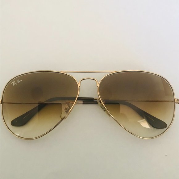 RAY-BAN Aviator Gradient Lens, Metal Gold Frame w/-Case RB3025 001/51 58-14 - Picture 3 of 4